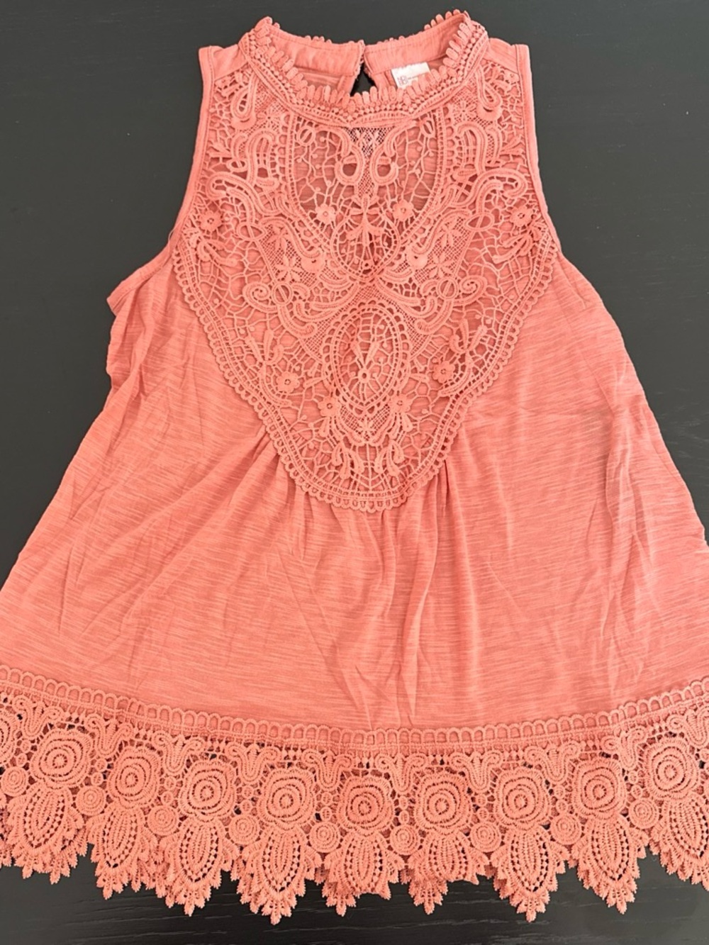Sleeveless Lace-Trim Coral Women's Tank Top